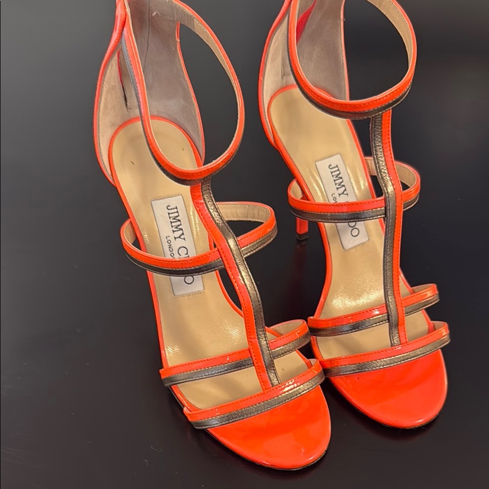 Jimmy Choo Orange Thistle Strappy Heels